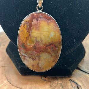 MOOKAITE JASPER PENDANT 925 AUSTRALIA Unique Chain Healing Brown Boho Nature